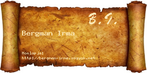 Bergman Irma névjegykártya